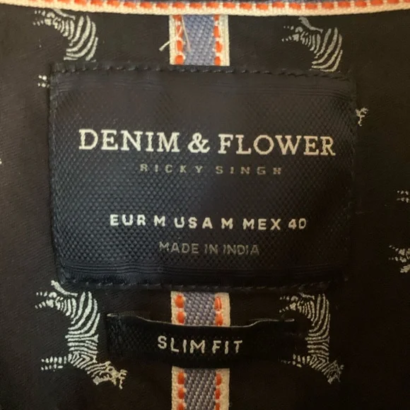 Mens Denim and Flower Zebra Dress Shirt - Picture 4 of 7